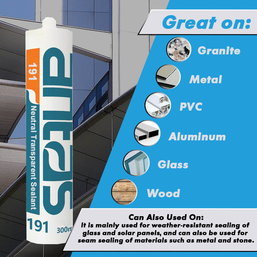 Antas-191 300 ML Glue 100% Silicone Clear High Temperature Sealant For Skylight Canopies