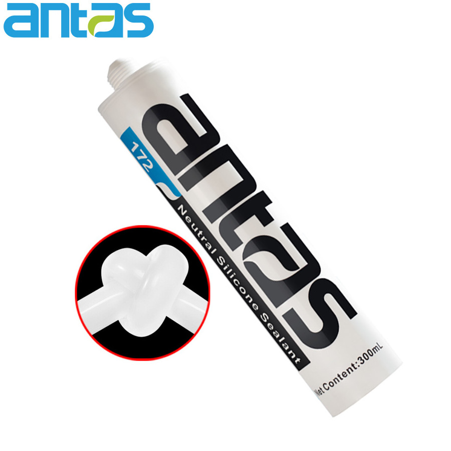 Antas 172 Excellent Resistance Neutral Cure Clear Glue Manufacturers Waterproof Weatherproof Silicone Sealant Glass Glue