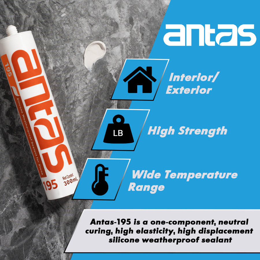 Antas 195 Weather Resistant Stone Silicone Sealant Ceramics Tile Sealing Construction Waterproof Silicone Sealant For Marble