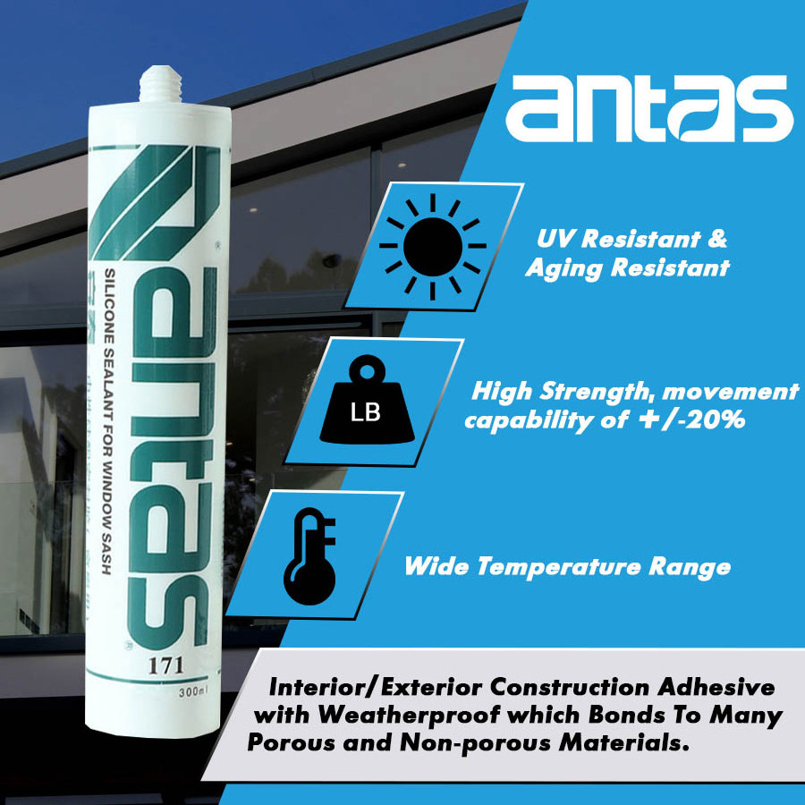 Antas 171 Excellent Resistance To Water Neutral Cure Silicon Sealant For Pvc Windows And Door