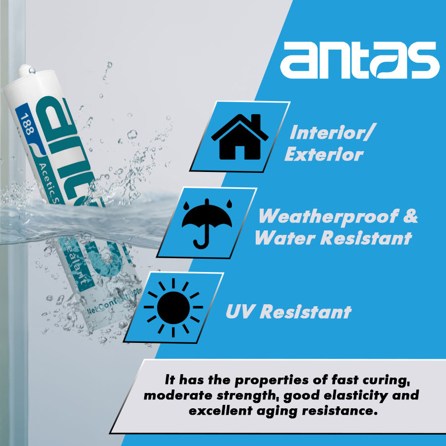 Antas Transparent rubber silicone sealant removable adhesive for glass