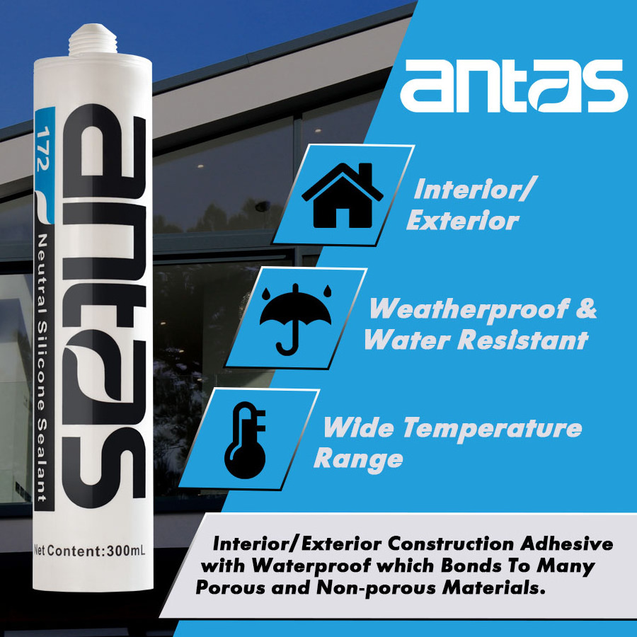 Antas Weatherproof clear silicone rubber sealant glue caulk of muestra gratis