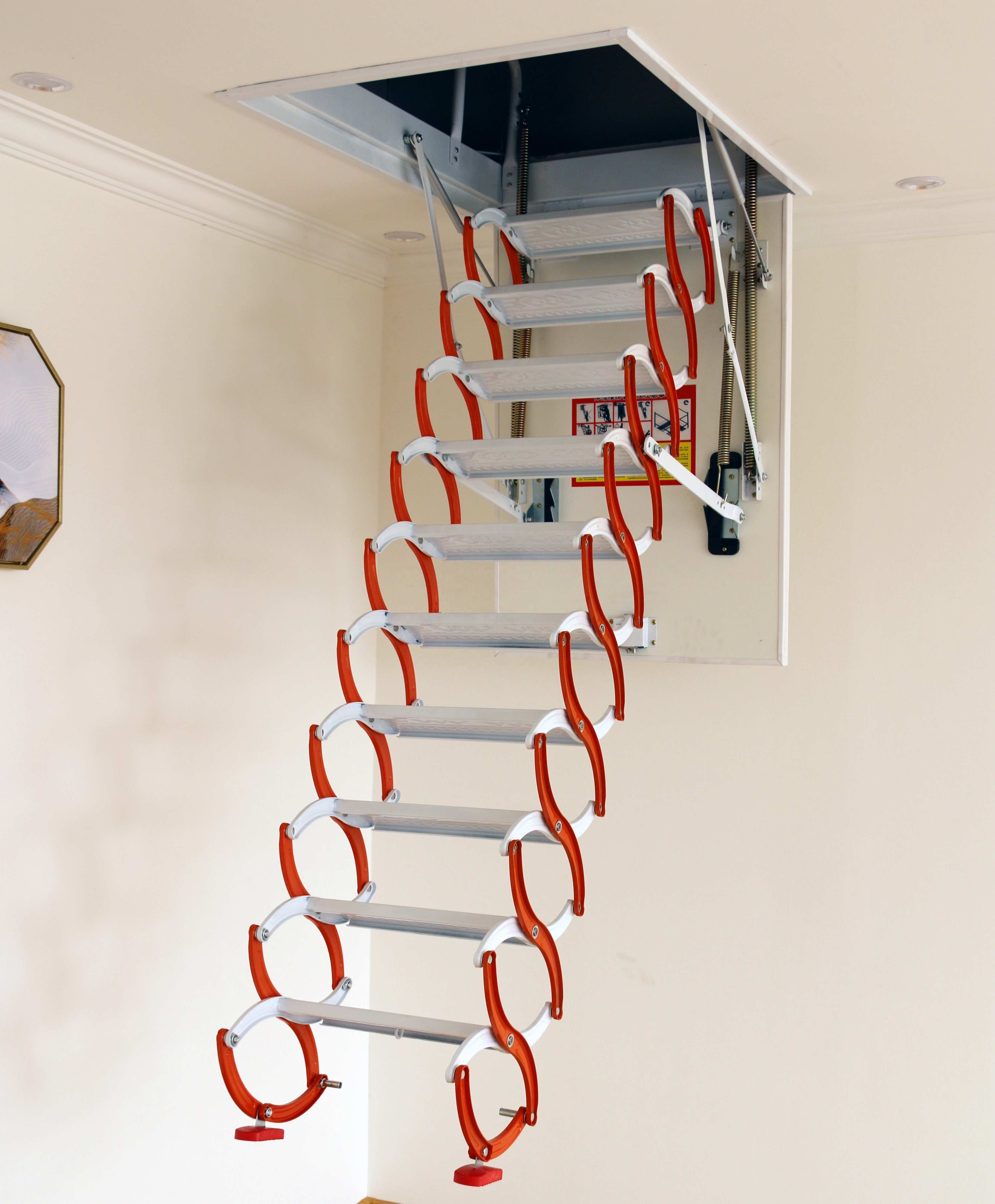 Steel Attic Retractable Folding Ladder Manually Up & Down Ceiling Stair