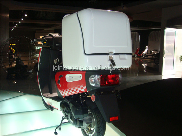 FRP Material 113L Pizza Motorcycle Delivery Box for Scooter with LED Stop Light