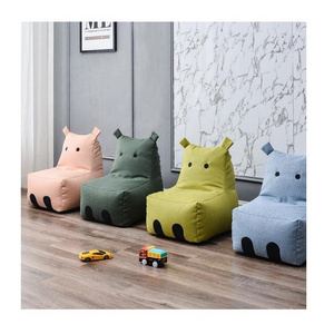 Linen Fabric Cartoon Kids Cute Hippo Animal Bean Bag Cover