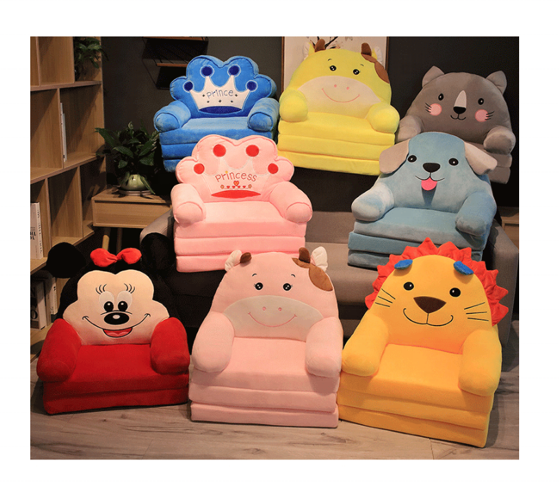 Cartoon Animal Plush Toy Baby Sofa Kids Lazy Seat Stool Foldable Bean Bag Chair