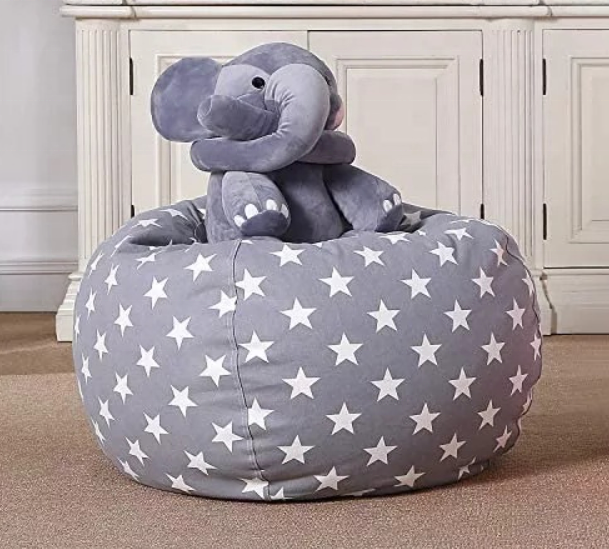 Small Cotton Canvas Fabric Round Shape Custom Printing Bean Bags Lazy Sofa Lounger for Kids