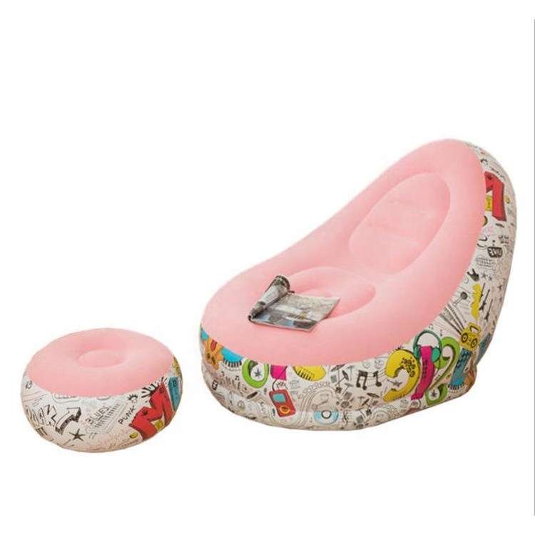 Inflatable Lounge Couch Chair with Foot Stool Ottoman Bean Bag