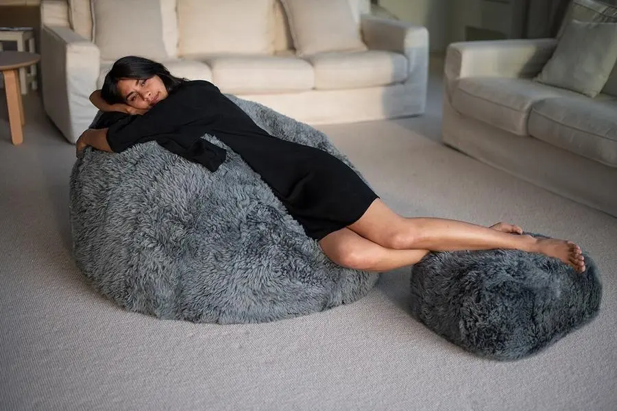 Long Wool Faux Fur 40-50mm Bean Bag Chair Lazy Sofa For Indoor Use