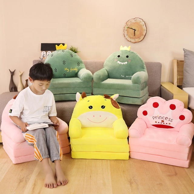 Cartoon Animal Plush Toy Baby Sofa Kids Lazy Seat Stool Foldable Bean Bag Chair