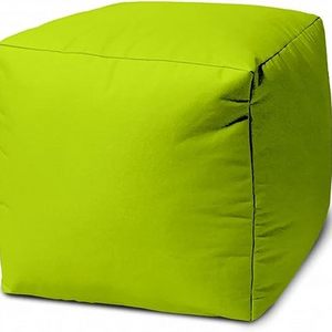 Square Vinyl-Backed Canvas 17 Cool Lemongrass Green Solid Color Indoor Outdoor Pouf Ottoman