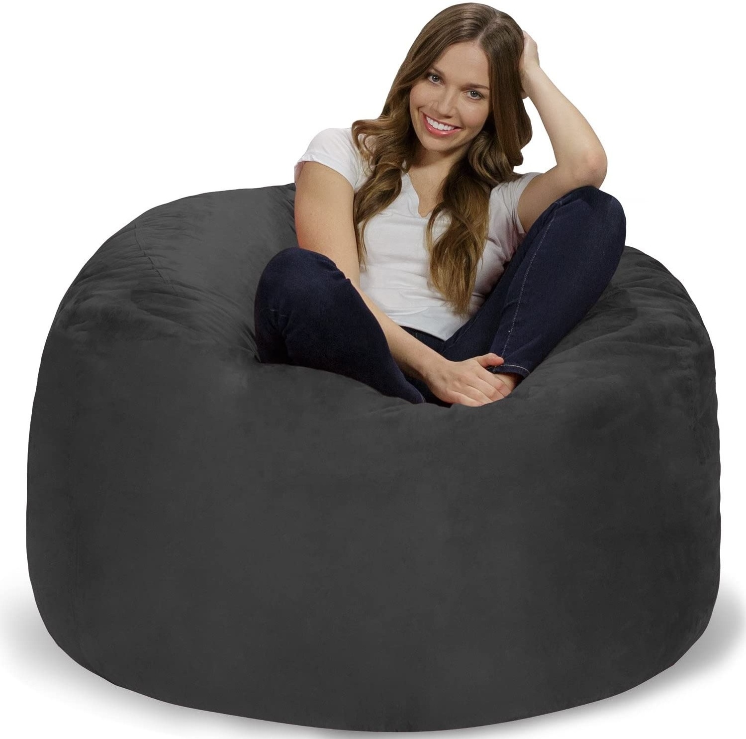 4ft Memory Foam Microsuede Bean Bag Chair Lounger Cover