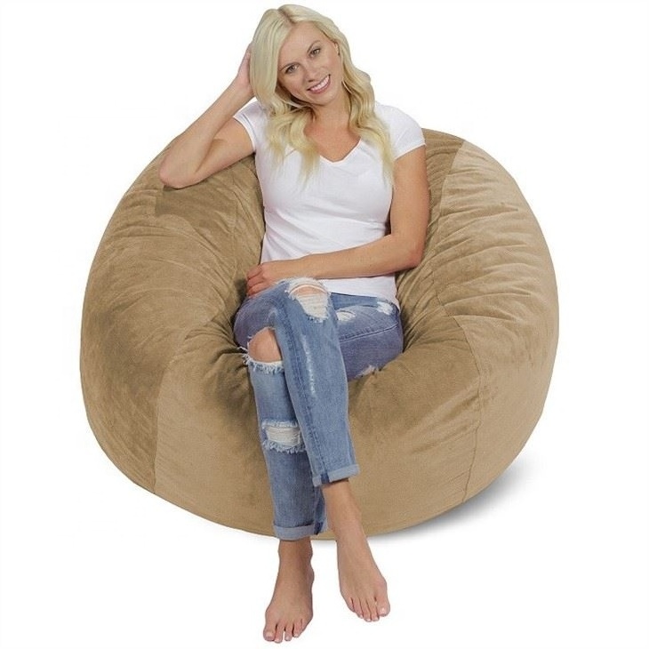 4ft Memory Foam Microsuede Bean Bag Chair Lounger Cover