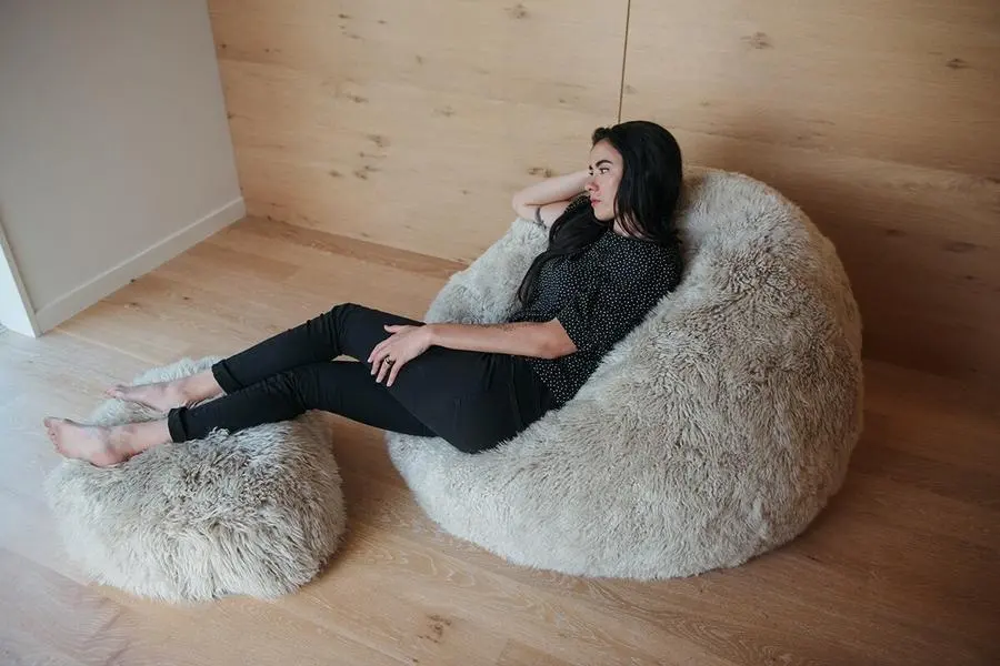 Long Wool Faux Fur 40-50mm Bean Bag Chair Lazy Sofa For Indoor Use