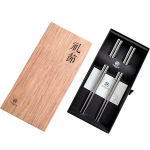 Titanium flatware chinese noodle chopstick metal chopsticks set titanium chopsticks