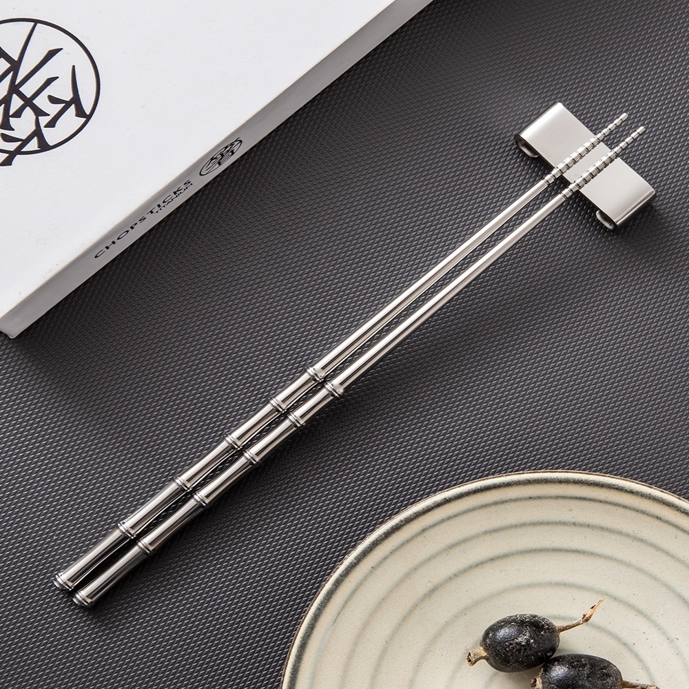 Titanium flatware chinese noodle chopstick metal chopsticks set titanium chopsticks