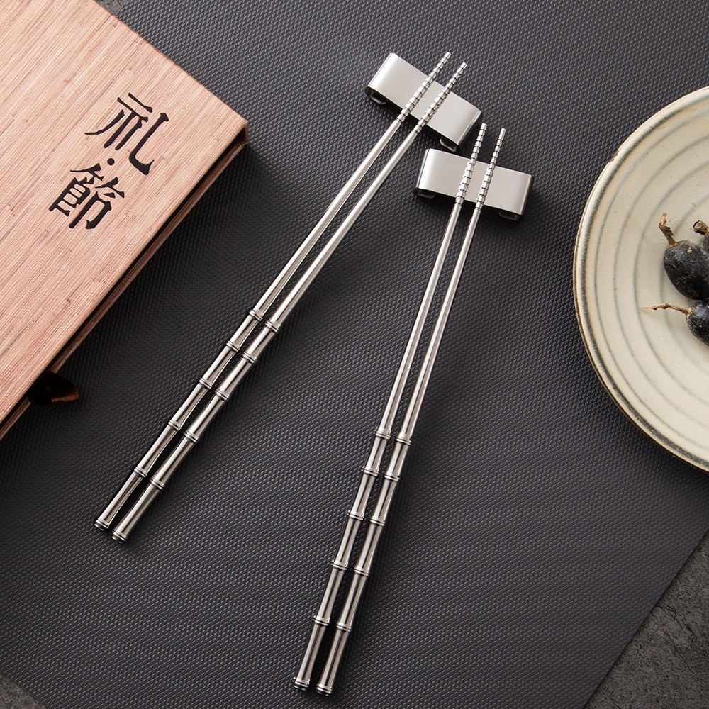 Titanium flatware chinese noodle chopstick metal chopsticks set titanium chopsticks