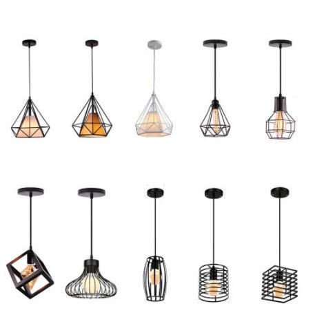 Led Flush Mount Ceiling Light Iron Material Retro Pendant Lamps Minimalist Home Indoor Lighting Industrial Hanging Chandelier