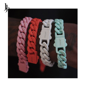 JOJO Fashion 2023 colorful cuban chain for men Hip hop mens high quality custom stainless steel bracelet