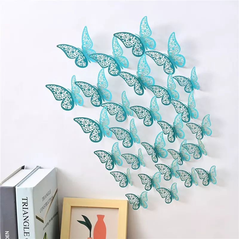 3D Gold Hollow-out Butterfly Wall Decals Stickers Decorations Art Decor For Party & Home  Rose Gold Butterfly Wall Decor