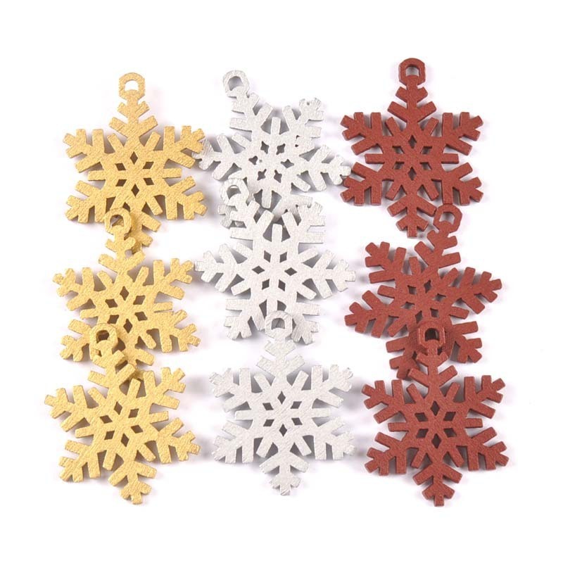 Wood Snowflake Xmas Party Home Decoration Wooden Hanging Ornament Tree Pendants Laser Cut Design Christmas Gifts