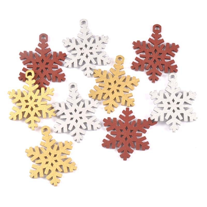 Wood Snowflake Xmas Party Home Decoration Wooden Hanging Ornament Tree Pendants Laser Cut Design Christmas Gifts