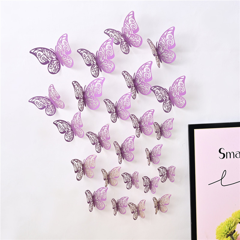 Hot Removable Party Decoration Laser Cut Butterfly Wall Decals Kids Bedroom Nursery Classroom 3D Butterfly Wall Stickers