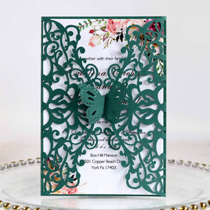 Wholesale classic folio nepali emerald green wedding invitation cards carte de bridal shower invitation wedding cards covers