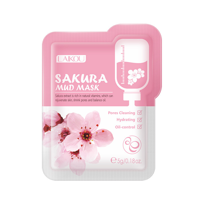 LAIKOU Sakura Clay Mask for Face Deeply Cleansing Moisturizing Oil-Control Anti-Aging Anti-Wrinkle Pink Mud Mask Facial Skin Car