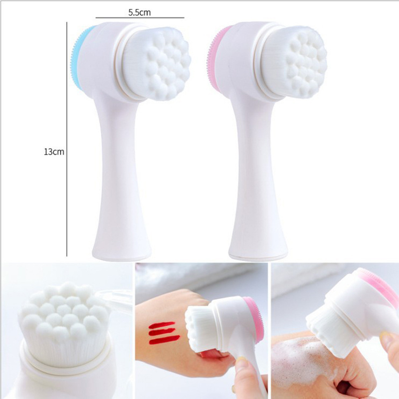 Silicone Face Cleansing Brush Double-Sided Facial Cleanser Blackhead Removal Product Pore Cleaner Exfoliator Face Scrub Brush B1