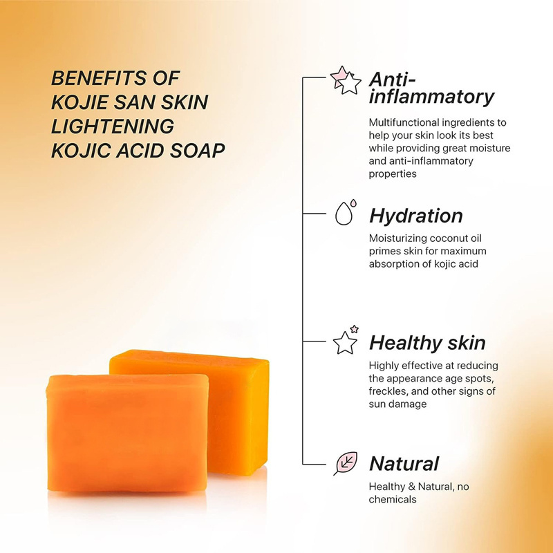 Organic Soap Kojic Acid 7 Days Whitening Lightening Acne Skin Brightening Soap Kojic Acid Essential oil Glutathione Soap B1