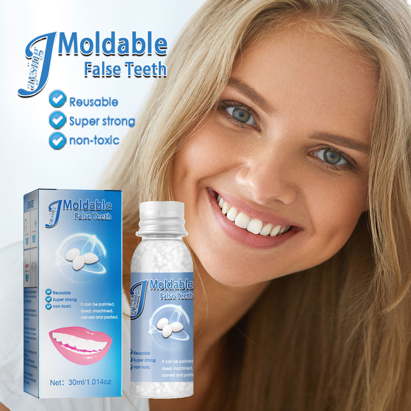 Plastic Resin Denture Adhesive Tooth Gap Repair Falseteeth Temporary Solid Glue Granules Moldable Tooth Care Makeup GG