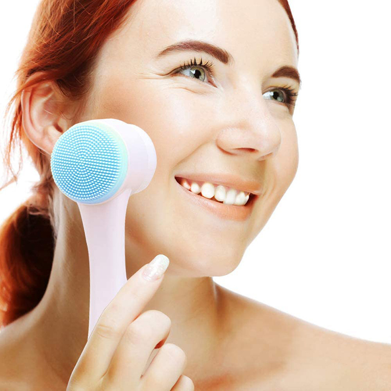 Silicone Face Cleansing Brush Double-Sided Facial Cleanser Blackhead Removal Product Pore Cleaner Exfoliator Face Scrub Brush B1