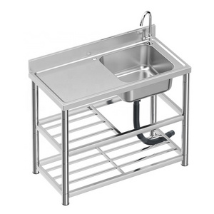 Stainless Steel Portable Sink With Stand Kitchen Sink Single Bowl Wash Basin