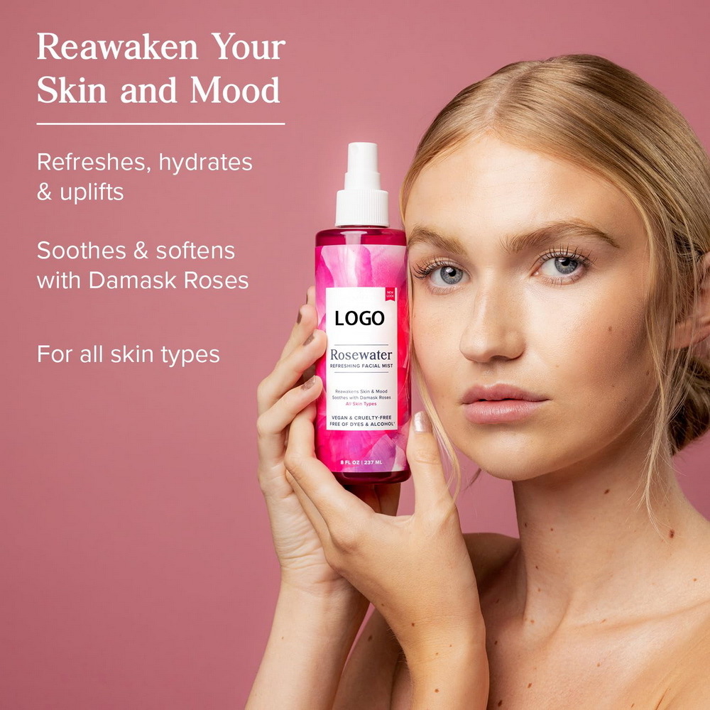 Private Label Natural Rose Water Face Toner Organic Hydrating Refreshing Mist Facial Toner