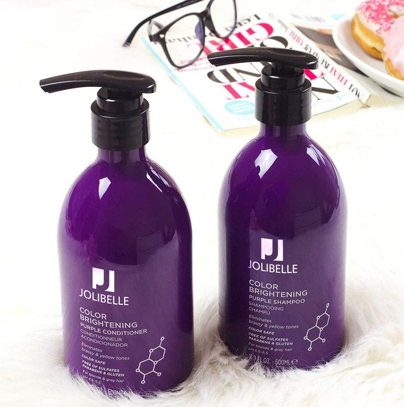 Color Brightening Purple Shampoo Conditioner Set Eliminates Brassy Yellow Tones Hair Color Care