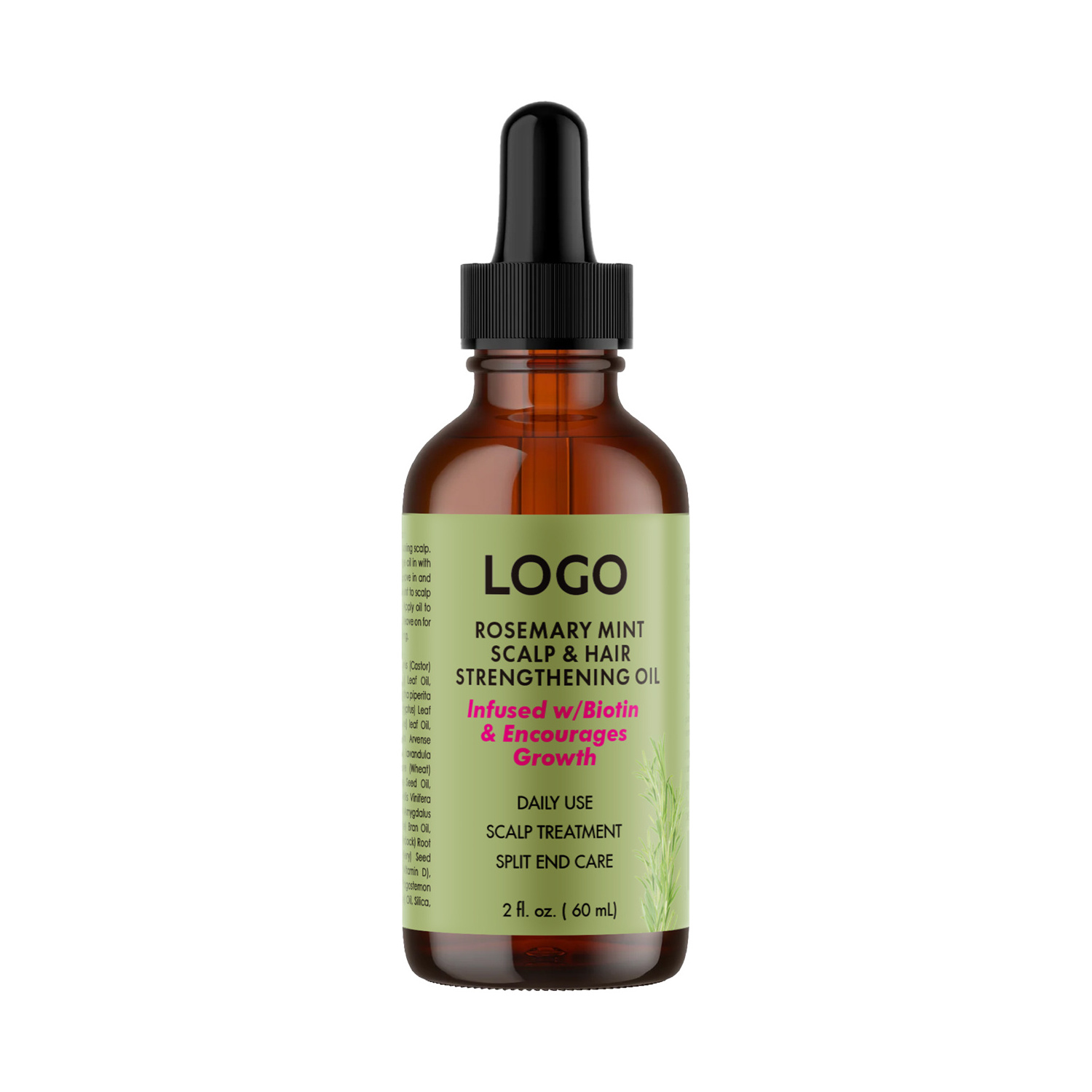 Private Label Best Strengthening Organic Nourishing Shine Smoothing Peppermint Rosemary Hair Growth Oil