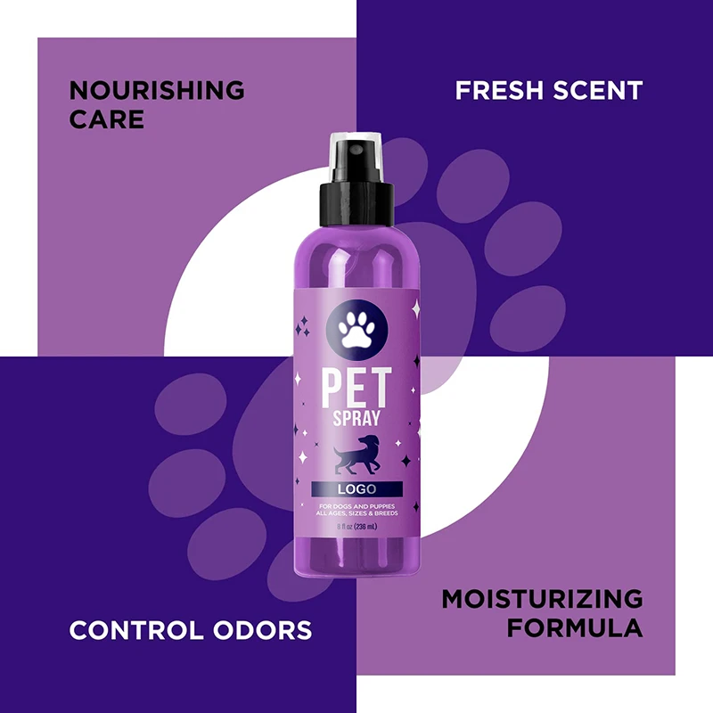 Private Label Lavender Oil Calming Pet Odor Eliminator Lightly Scented Dog Deodorant Remover Spray