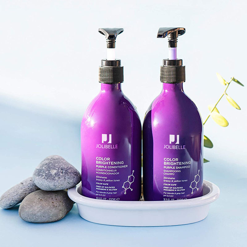 Color Brightening Purple Shampoo Conditioner Set Eliminates Brassy Yellow Tones Hair Color Care