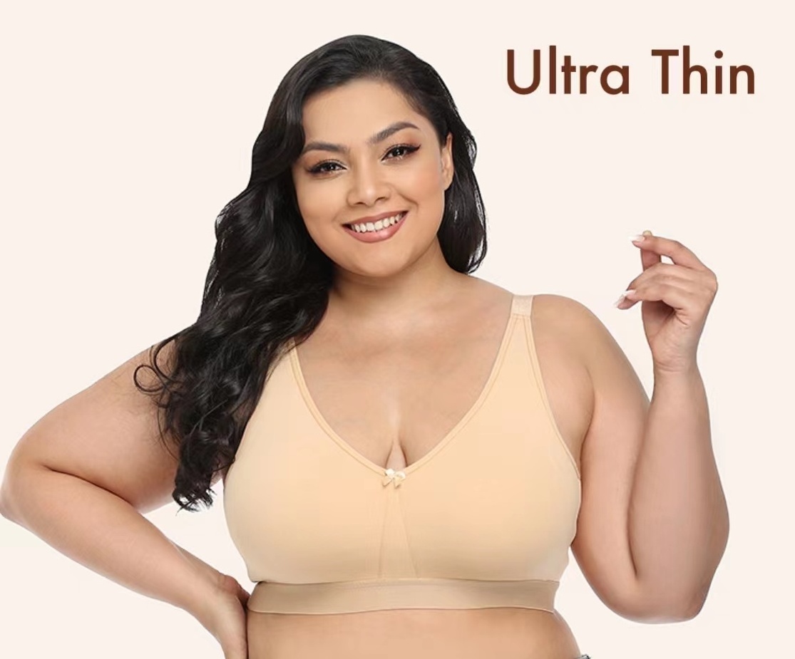 Europe Size Wireless Ultra Thin Cotton Bra Plus Size Bra Big Cup