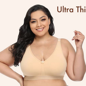 Europe Size Wireless Ultra Thin Cotton Bra Plus Size Bra Big Cup