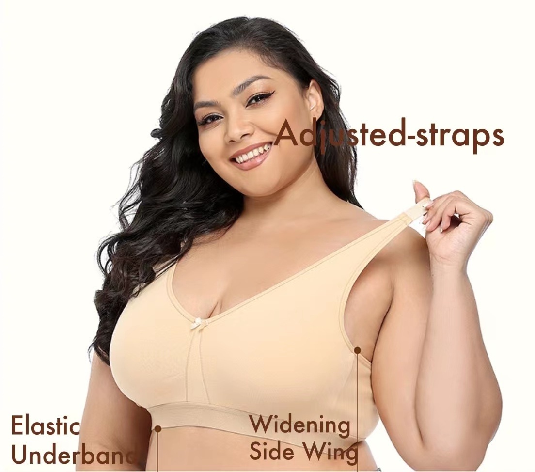 Europe Size Wireless Ultra Thin Cotton Bra Plus Size Bra Big Cup