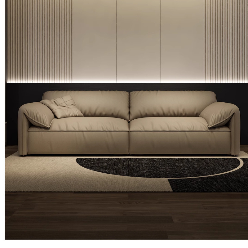 Italian minimalistic electric Smart retractable large elephant ears leather sofa living room furniture modern light luxury sofa