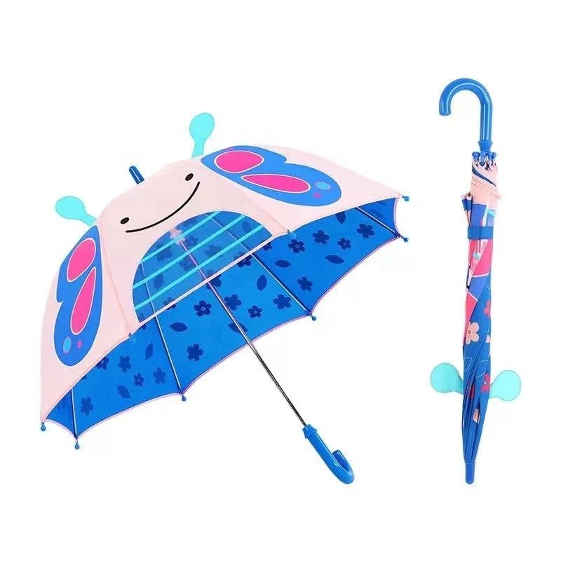 Small Kids Rain Umbrella with Reflective Stripe Gift for Birthday for Boys and Girls Plastic Polyester Cartoon for Children 19'