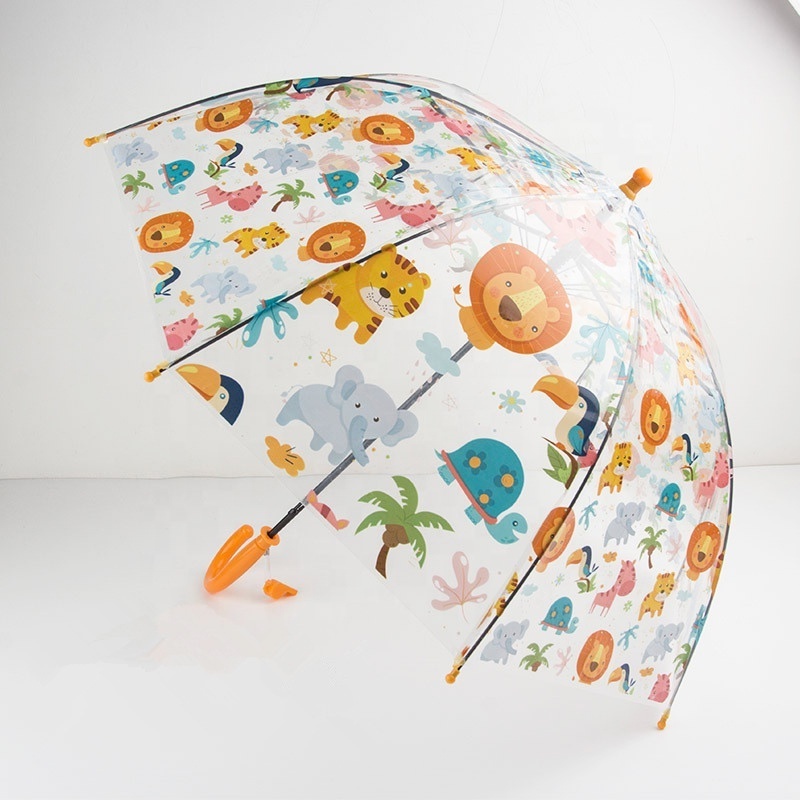 Wholesale kids toddler custom full color print dinosaur watermelon clear transparent umbrella for rain