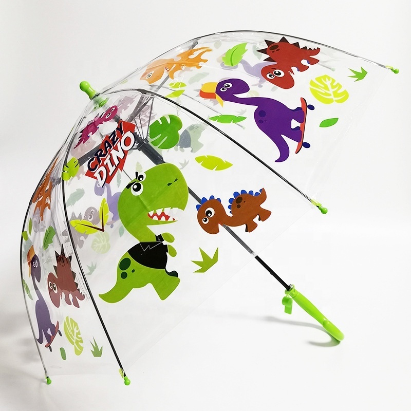 Wholesale kids toddler custom full color print dinosaur watermelon clear transparent umbrella for rain