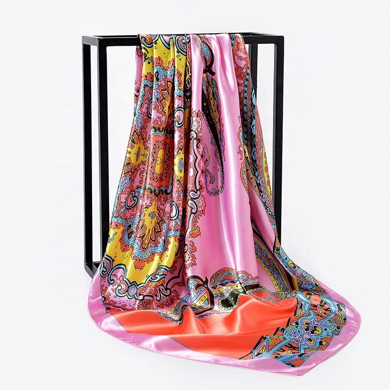 Ladies Luxury Designer Scarf Famous Brands 90*90cm Square Shawls Head Scarfs Printed Hijab Satin Square Silk Scarf For Women