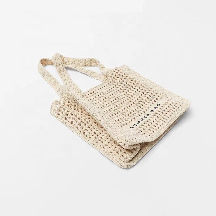 2022 wholesale summer woman crochet letter straw paper handbag shoulder women tote beach bags