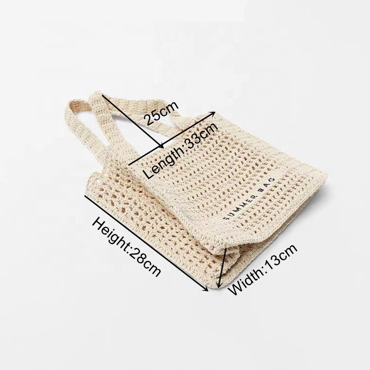 2022 wholesale summer woman crochet letter straw paper handbag shoulder women tote beach bags