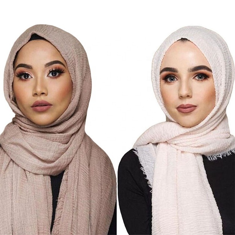 Most Popular 2021 Hot Products Fashion Style Wholesale Shawls And Scarves Fantastic Admirable Women Premium Cotton Crinkle Hijab